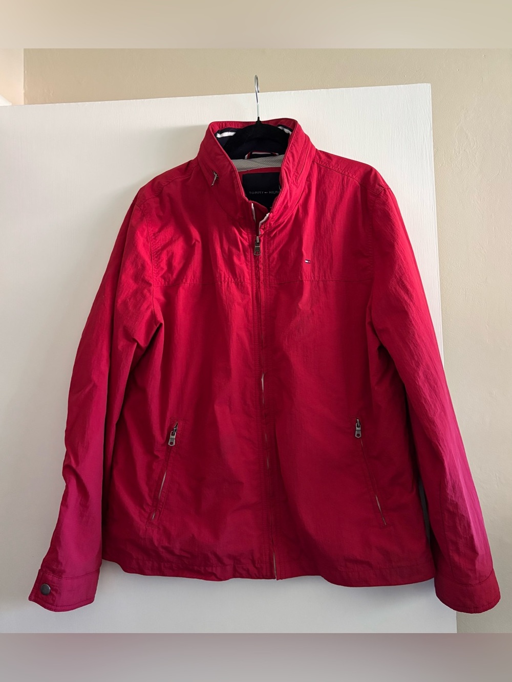 Tommy Hilfiger Men's Bright Red Lightweight Zip Jacket
